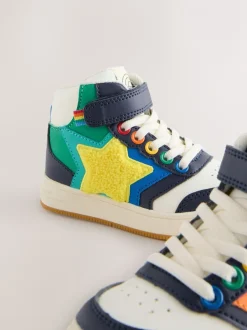 Sneakers|Sneakers|Little Bird by Jools Oliver - - Hoge sneakers met sterren Meerkleurige bouclé met regenboog