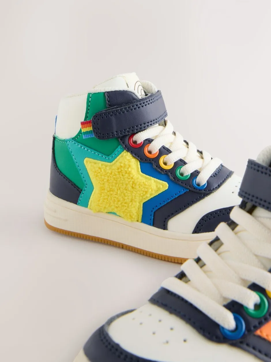 Sneakers|Sneakers|Little Bird by Jools Oliver - - Hoge sneakers met sterren Meerkleurige bouclé met regenboog