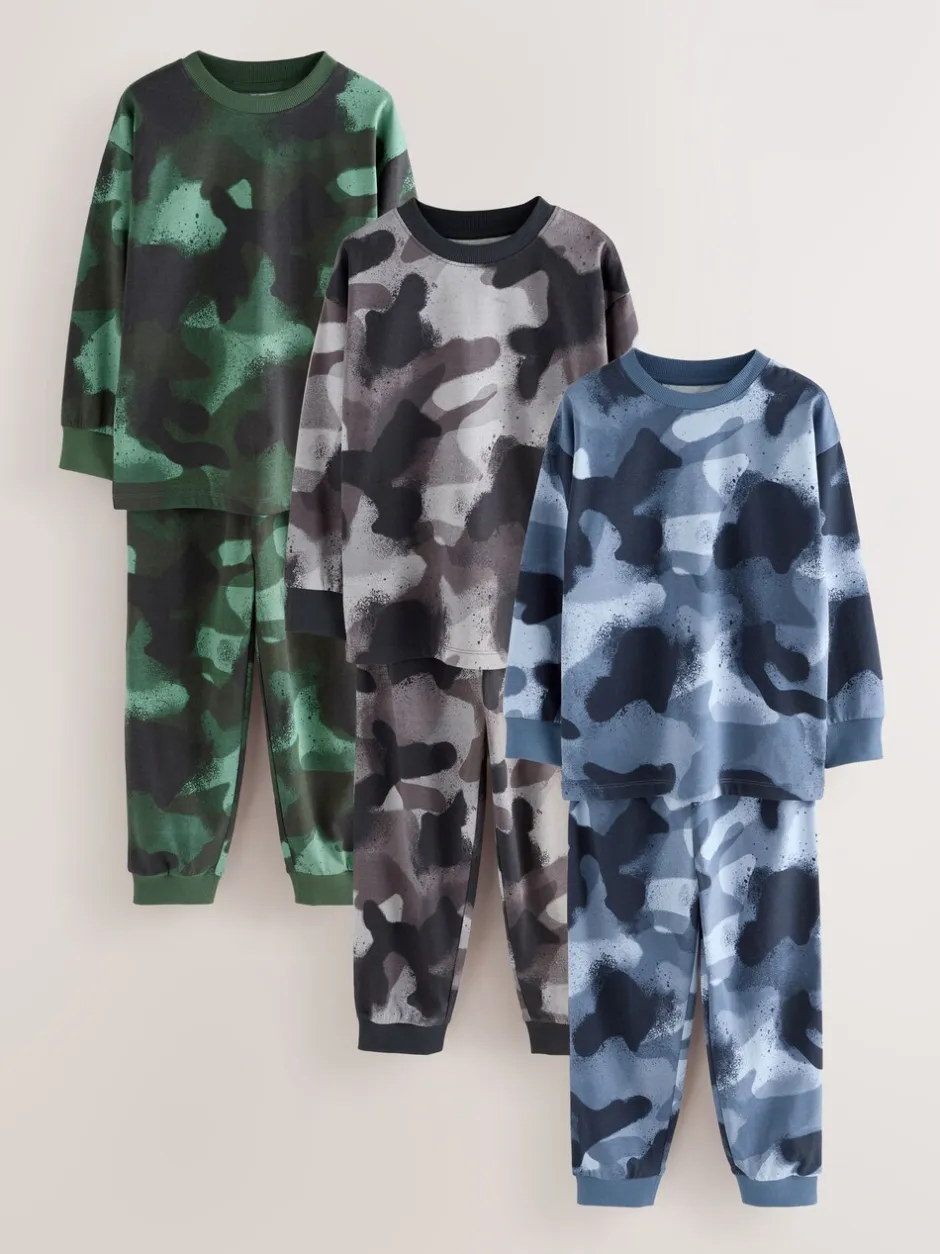 Pyjama's|Nachtkleding En Pyjama's|Next Meerkleurige camouflageprint - Verpakking van 3 pyjama's met lange mouwen (3-16 jr)