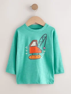 Tops|T-Shirts|Next Meerkleurige Digger - Set van 3 T-shirts met grafische print en lange mouwen (3mnd-7jr)