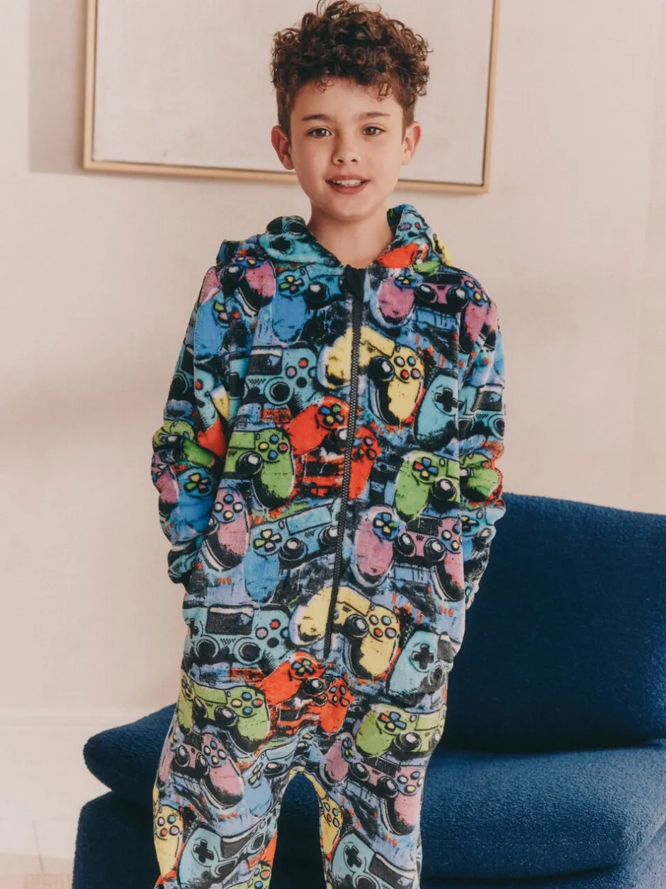 Nachtkleding En Pyjama's|Next - Fleece onesie (3-16 jr) Meerkleurige Gamer