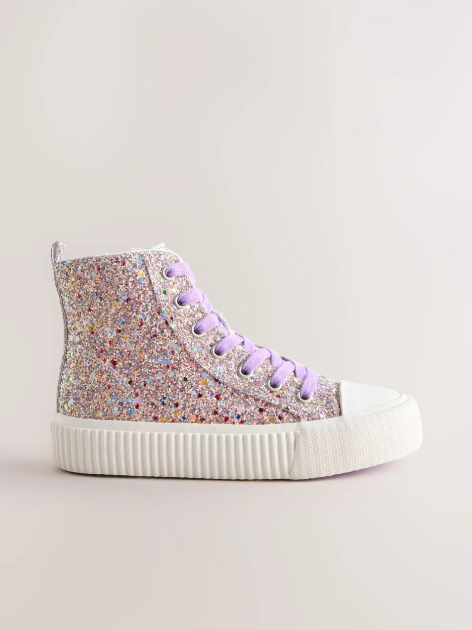 Sneakers*Next Meerkleurige glitter - Hoge sneakers met veters