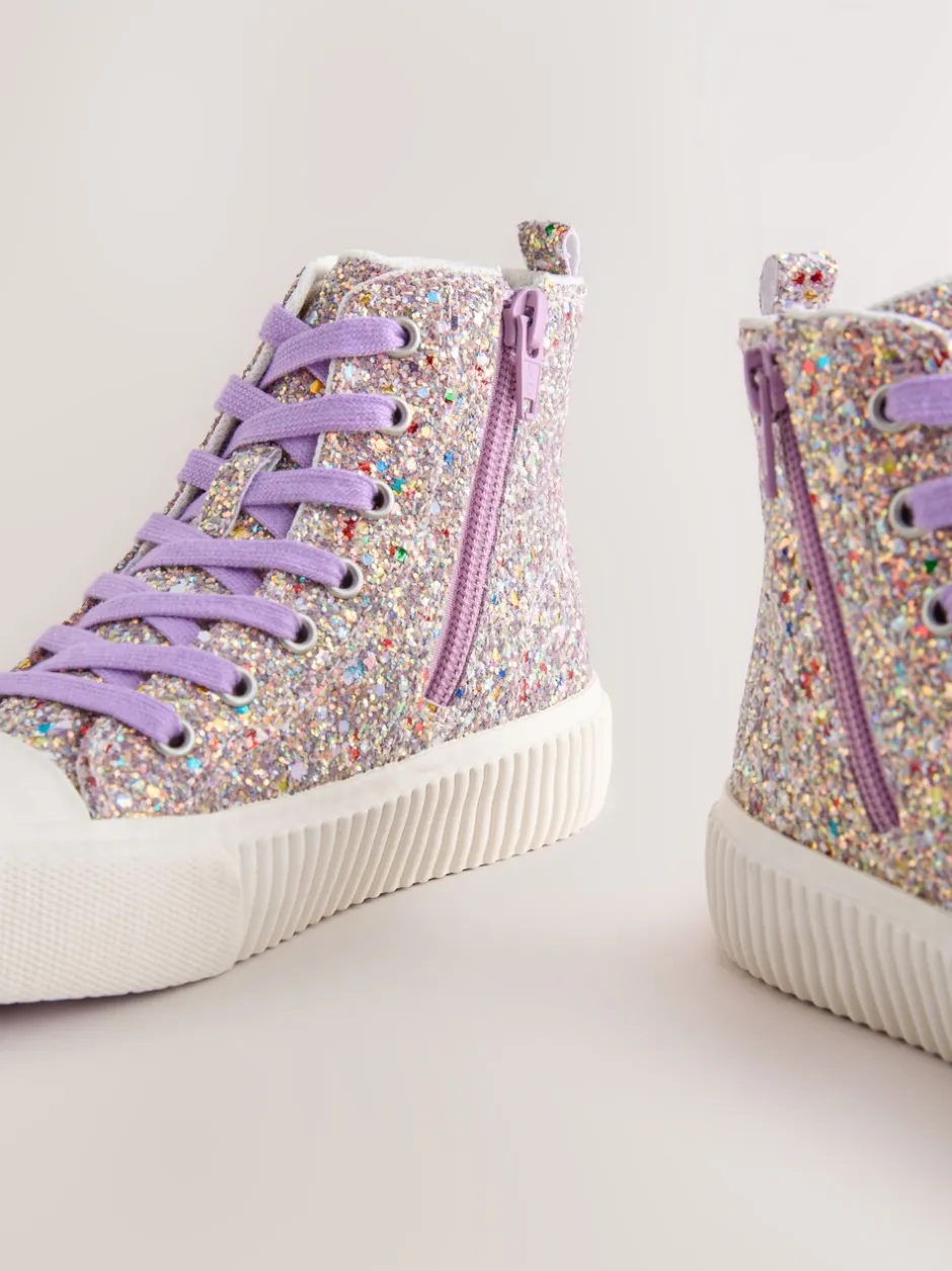 Sneakers*Next Meerkleurige glitter - Hoge sneakers met veters