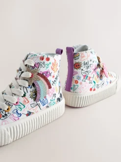 Sneakers*Next Meerkleurige schetsachtige print - Hoge sneakers met veters