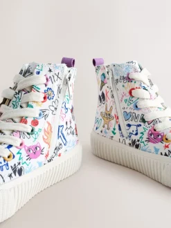 Sneakers*Next Meerkleurige schetsachtige print - Hoge sneakers met veters
