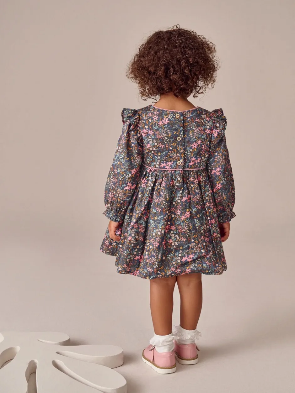 Jurken|Jurken|Next - Jurk met ruche en lange mouwen (3mnd-8jr) Met vrolijke print