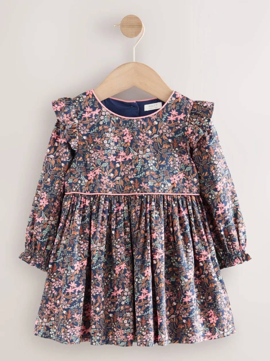 Jurken|Jurken|Next - Jurk met ruche en lange mouwen (3mnd-8jr) Met vrolijke print