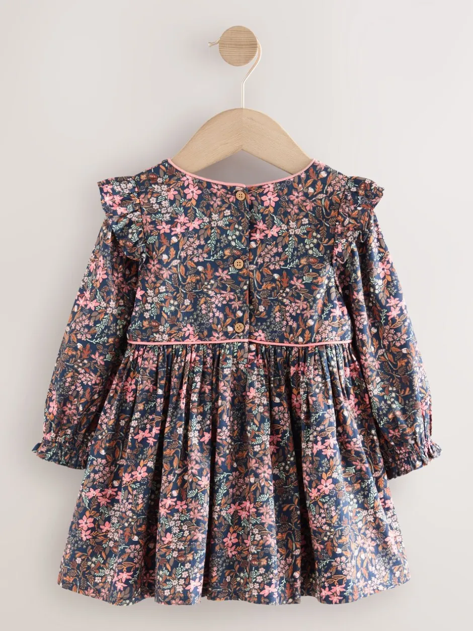 Jurken|Jurken|Next - Jurk met ruche en lange mouwen (3mnd-8jr) Met vrolijke print