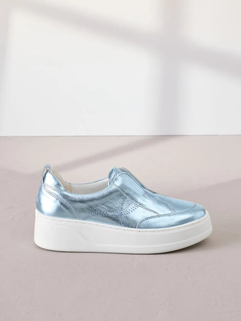Sneakers|Next Metallic - Signature leren instapsneakers met dikke zool en plateauzool