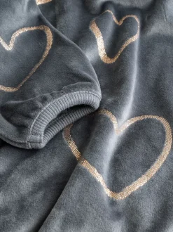 Nachtkleding En Pyjama's|Pyjama's|Next Metallic antracietgrijs hart - Behaaglijke fleece pyjama (9 mnd-16 jr)