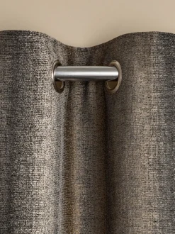 Gordijnen|Gordijnen*Next Metallic gestreepte ringgordijnen Zwart-bronsgoud