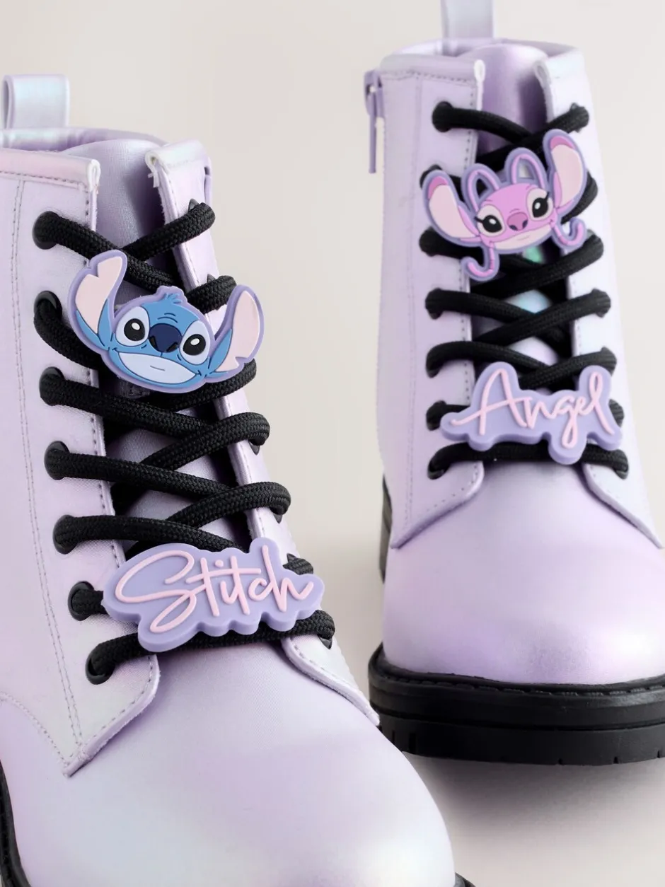 Boots*Next Metallic paars - Lilo & Stitch warmgevoerde enkellaarzen met vetersluiting