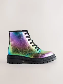 Boots|Next Metallic regenboog - Warmgevoerde enkellaarzen met veters