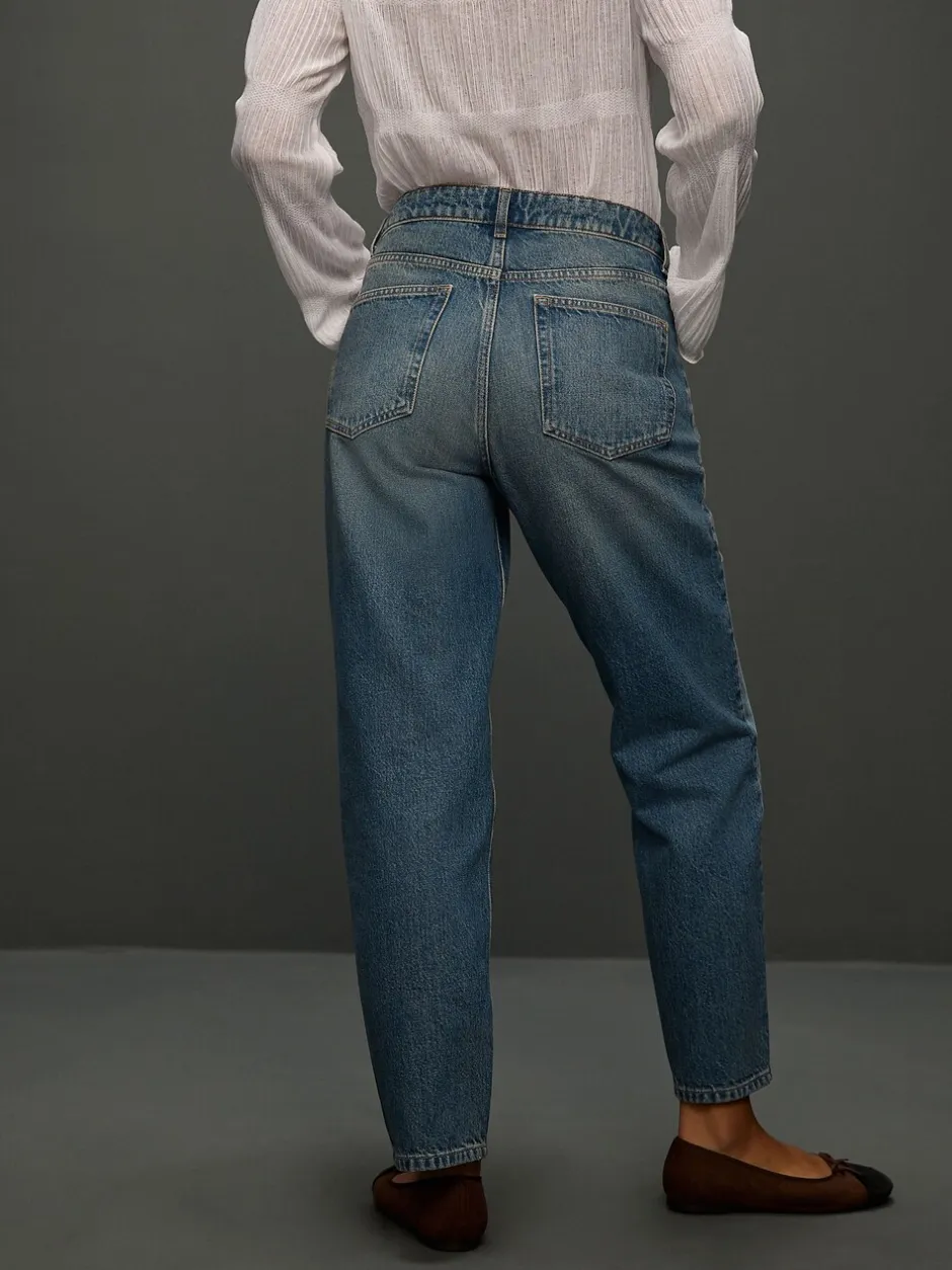 Jeans*Next - Mid Rise Ankle Straight Leg Jeans With Scarf Mid Blue Polka Dot