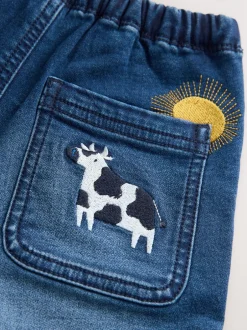 Jeans En Joggingbroeken|Jeans|Next - Jeans met elastische taille (3mnd-7jr) Middelblauw Boerderijpersonage