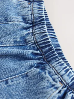 Jeans|Next - Barrel jeans met elastische taille (3-16jr) Middenblauw denim