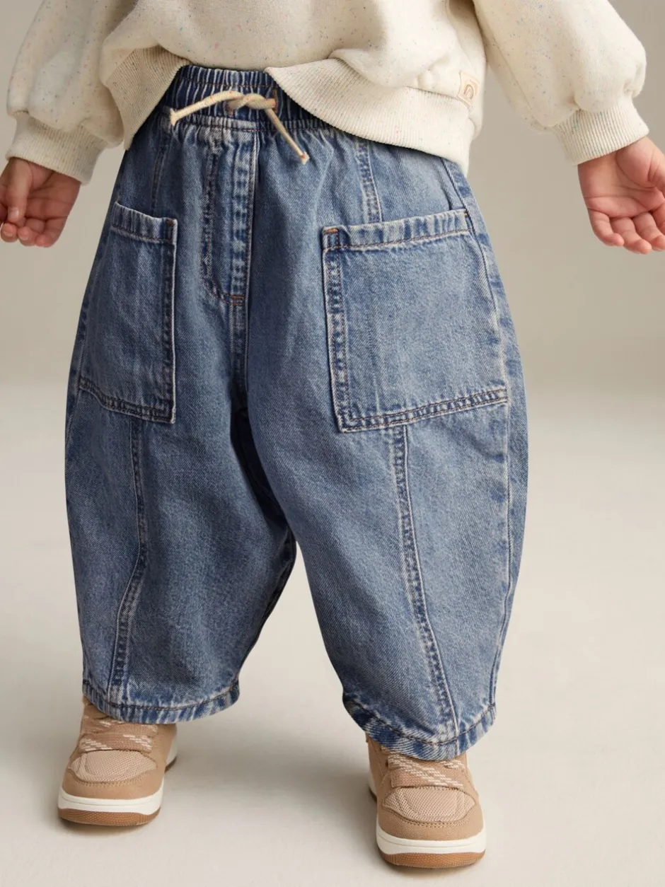 Jeans En Joggingbroeken|Jeans*Next - Barrel 100% katoenen jeans (3mnd-7jr) Middenblauw denim