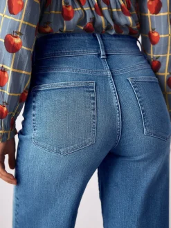 Jeans*Next - High Rise stretchy Jeans met wijde pijpen Middenblauw denim