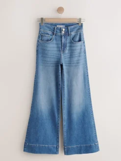 Jeans*Next - High Rise stretchy Jeans met wijde pijpen Middenblauw denim