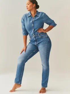 Jeans*Next Middenblauw denim - Hourglass Mid Rise Stretch Slim Jeans