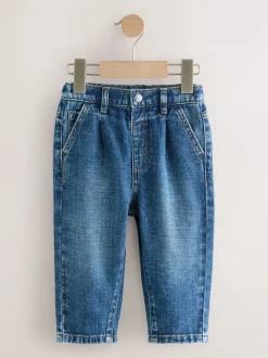 Jeans En Joggingbroeken|Jeans|Next Middenblauw denim - Jeans met geplooide voorkant (3mnd-7jr)