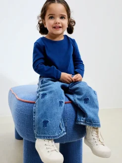 Gelegenheidskleding|Jeans En Joggingbroeken*Next Middenblauw denim - Jeans met strikborduursel (3mnd -7jr)