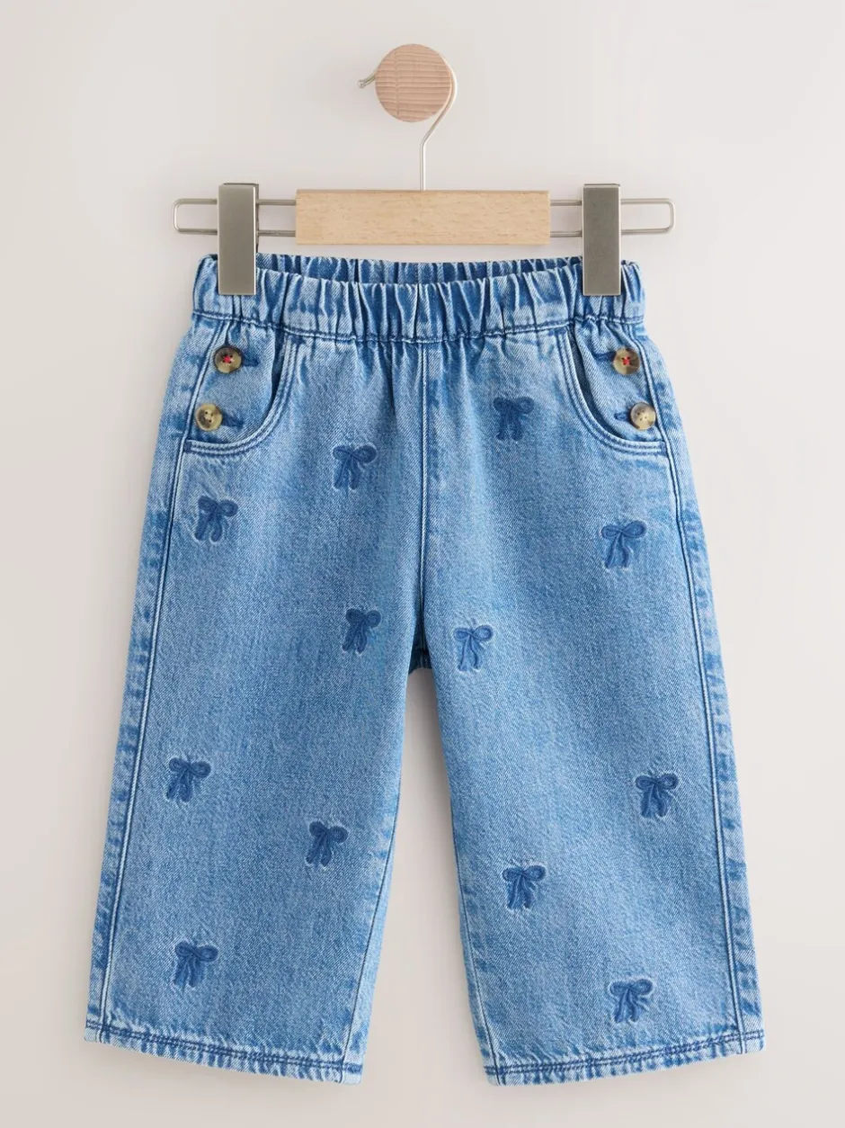 Gelegenheidskleding|Jeans En Joggingbroeken*Next Middenblauw denim - Jeans met strikborduursel (3mnd -7jr)