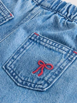 Gelegenheidskleding|Jeans En Joggingbroeken*Next Middenblauw denim - Jeans met strikborduursel (3mnd -7jr)