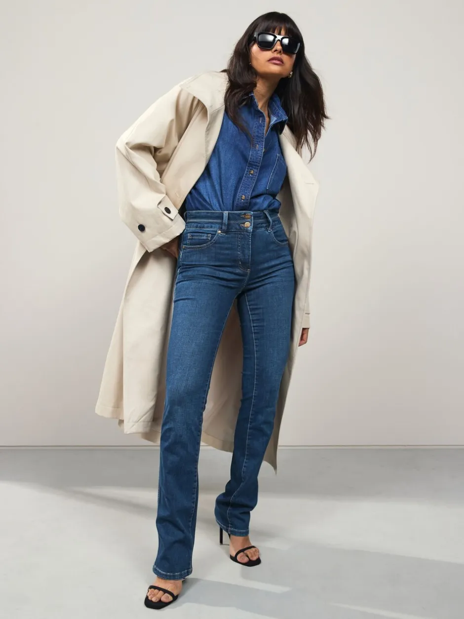 Jeans|Next - Lift, slim en shape jeans met bootcut Middenblauw denim