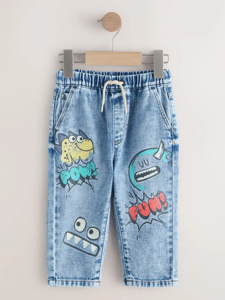 Jeans En Joggingbroeken|Jeans|Next Middenblauw denim - Monster Graffiti Jeans (3mnd -7jr)