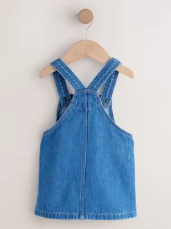 Jurken*Next - Denim overgooier (3 mnd-8 jr) Middenblauw met figuur