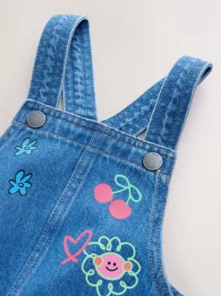 Jurken*Next - Denim overgooier (3 mnd-8 jr) Middenblauw met figuur