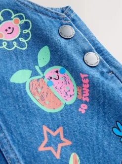 Jurken*Next - Denim overgooier (3 mnd-8 jr) Middenblauw met figuur