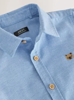 Shirts|Next Middenblauw met figuur - Oxford-overhemd met lange mouwen (3 mnd-7 jr)