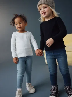 Jeans En Joggingbroeken|Jeans*Next - Jegging met elastische taille (3 mnd-7 jr) Middenblauw/lichtblauw denim
