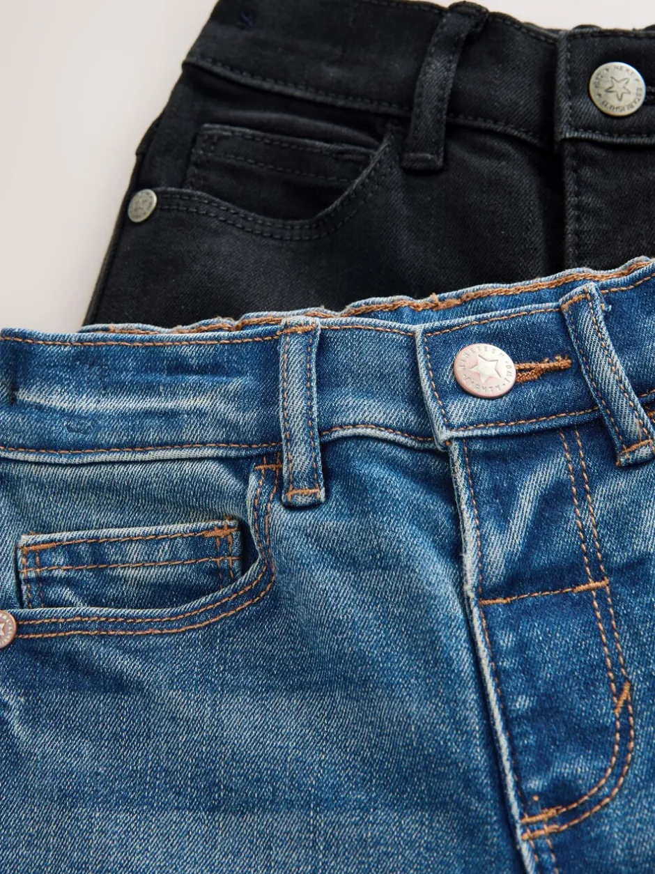 Jeans En Joggingbroeken|Jeans*Next Middenblauw/zwart denim - 2 Pack Regular Fit Comfort Stretch Jeans (3mths-7yrs)