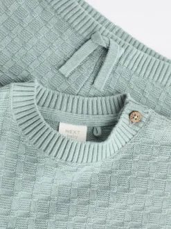 Sets En Combisets|Truien En Breisels*Next - Babyset met gebreide trui en legging van 100% katoen met textuur (0mnd -3jr) Mineraal