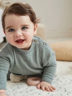 Sets En Combisets|Truien En Breisels*Next - Babyset met gebreide trui en legging van 100% katoen met textuur (0mnd -3jr) Mineraal