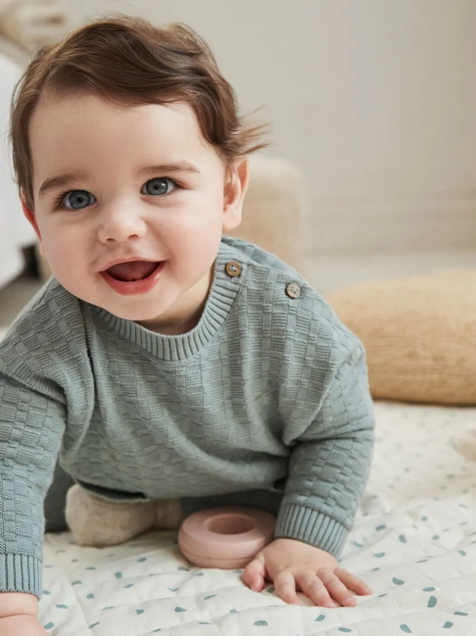 Sets En Combisets|Truien En Breisels*Next - Babyset met gebreide trui en legging van 100% katoen met textuur (0mnd -3jr) Mineraal