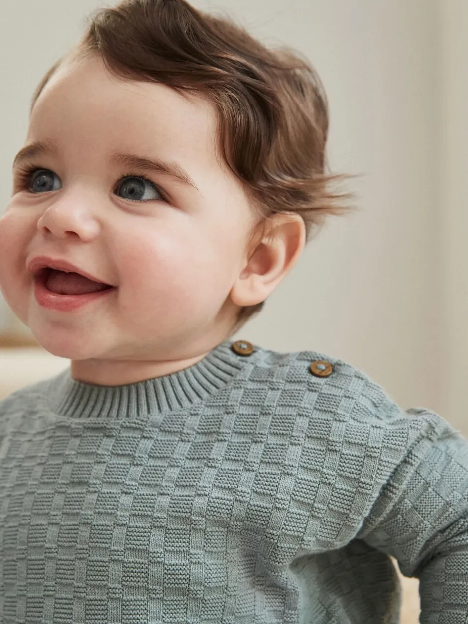 Sets En Combisets|Truien En Breisels*Next - Babyset met gebreide trui en legging van 100% katoen met textuur (0mnd -3jr) Mineraal