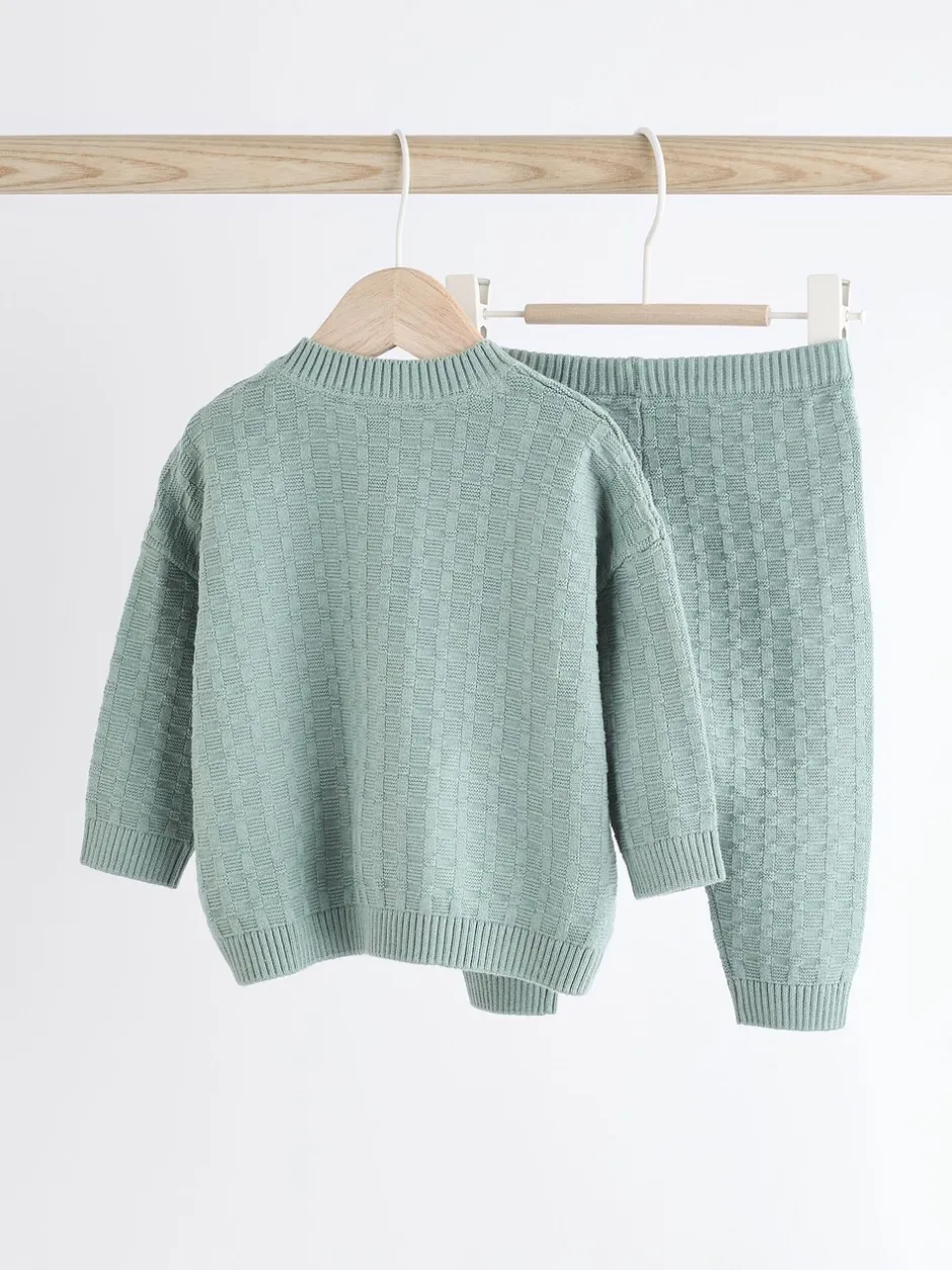 Sets En Combisets|Truien En Breisels*Next - Babyset met gebreide trui en legging van 100% katoen met textuur (0mnd -3jr) Mineraal