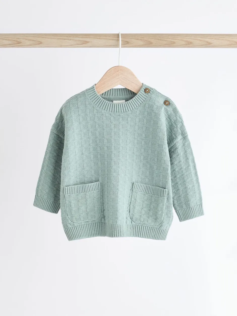 Sets En Combisets|Truien En Breisels*Next - Babyset met gebreide trui en legging van 100% katoen met textuur (0mnd -3jr) Mineraal