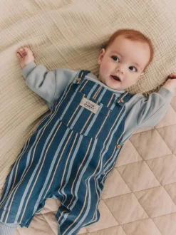 Rompertjes En Tuinbroeken*Next Mineraal gestreept - Babyset van geweven tuinbroek en rompertje (0 mnd-2 jr)