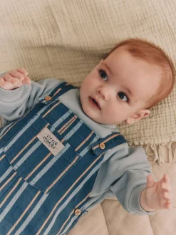 Rompertjes En Tuinbroeken*Next Mineraal gestreept - Babyset van geweven tuinbroek en rompertje (0 mnd-2 jr)