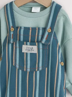 Rompertjes En Tuinbroeken*Next Mineraal gestreept - Babyset van geweven tuinbroek en rompertje (0 mnd-2 jr)