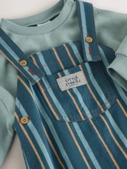 Rompertjes En Tuinbroeken*Next Mineraal gestreept - Babyset van geweven tuinbroek en rompertje (0 mnd-2 jr)