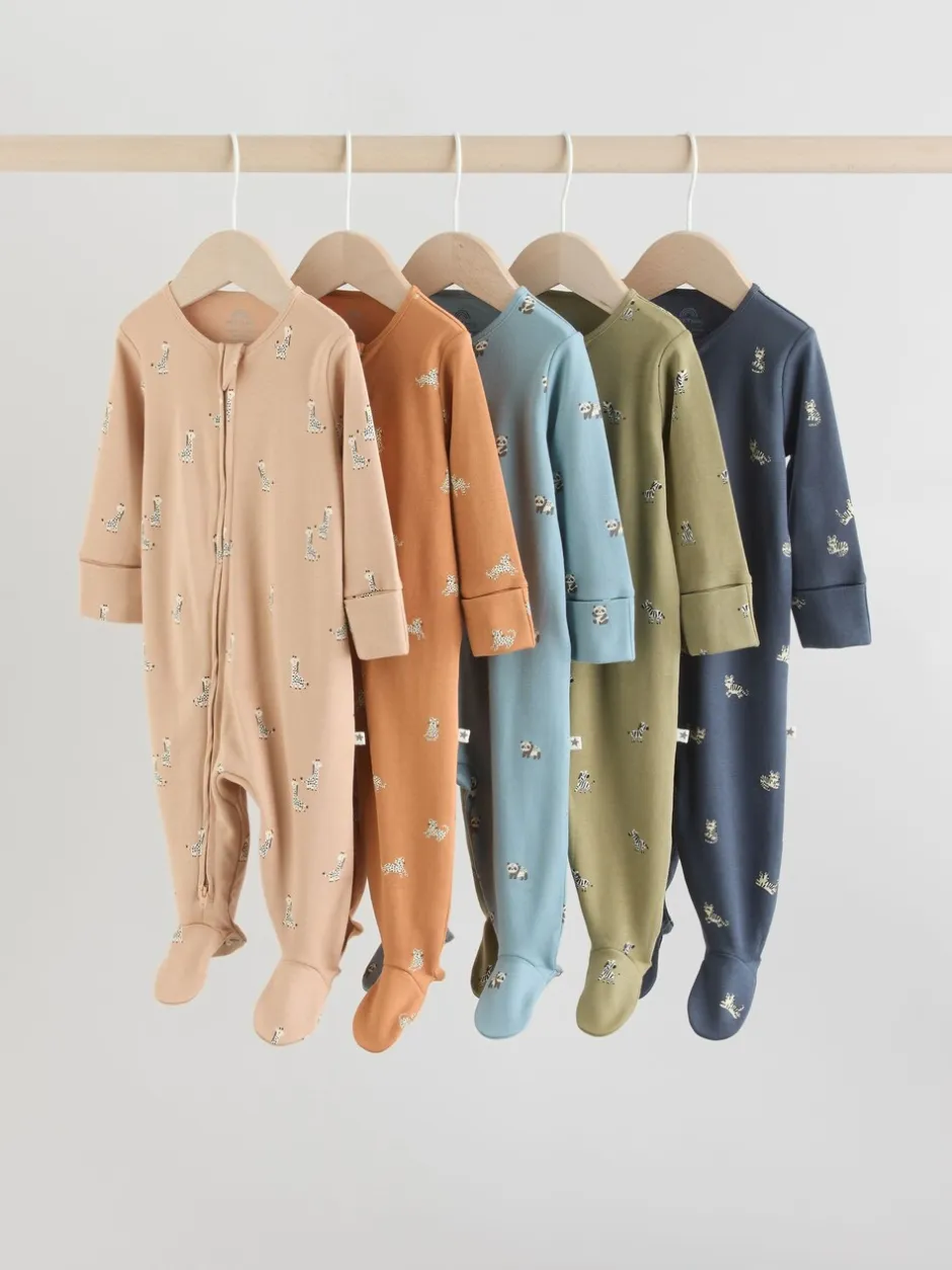 Multipacks|Babypakjes En Babypyjama's*Next - 100% katoenen babyslaapzakjes met tweewegrits verpakking van 5 (0mnd -2jr) Mineraalblauw