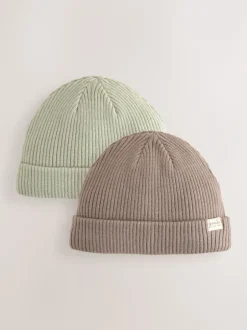 Mutsjes En Antikrabwantjes|Mutsen, Handschoenen En Sjaals|Next - 2 Pack Baby Beanie Mutsen (0mnd -2jr) Mineraalkleurig