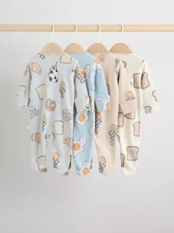 Multipacks|Babypakjes En Babypyjama's|Next Mineraalkleurig - 4 Pack Baby-pyjama's met tweewegrits (0mnd -2jr)