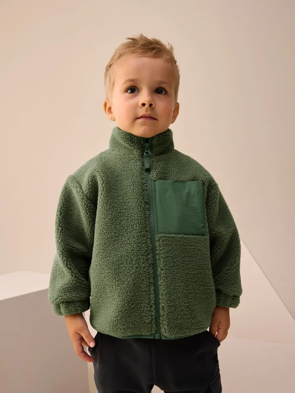 Truien En Breisels|Jassen, Jacks En Kinderwagenpakjes*Next Mineraalkleurig - Effen fleece met rits en trechterhals (3mnd-7jr)